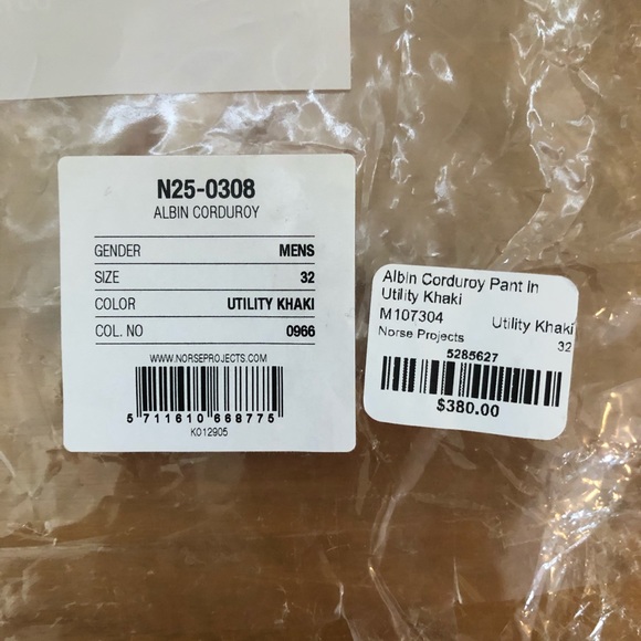 Norse Projects Corduroy Pants NWT Tan 32x34 AW19 - Picture 8 of 8